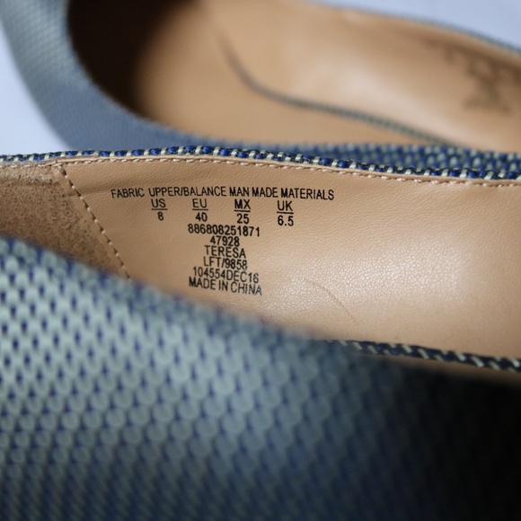 CHARLES JOURDAN 'Teresa' Pointed Toe Pumps 3" Heels Blue Grey Fabric Women's 8 - Picture 11 of 14